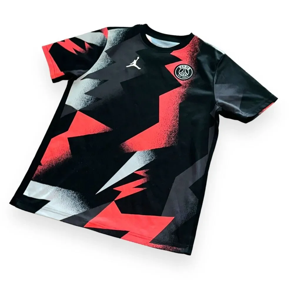 Jordan Vintage Rare PSG National Soccer Jersey Silky Red Black Shirt Large